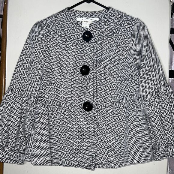 Vintage Black and White Patterned Jacket by Max Studio - Picture 1 of 14